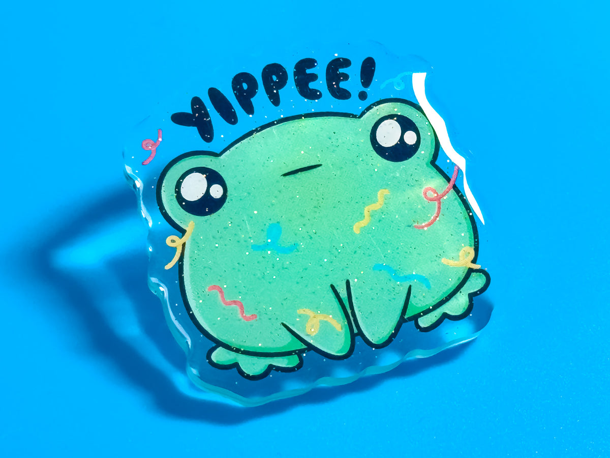 Yippee Frog Acrylic Pin