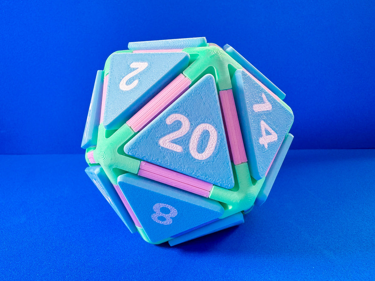 D20 Fidget Multicolour Giant D20 Dice Button Fidget Clicker – Fizzy Fuzzies