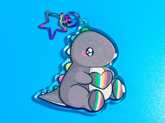 Disability Pride Flag Dino Keyring