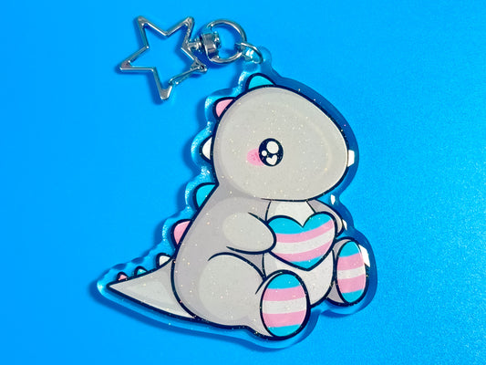 Trans Pride Dino Keyring