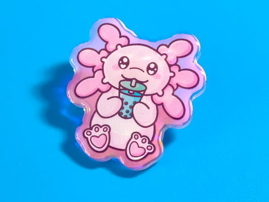 Bubble Tea Axolotl Pin