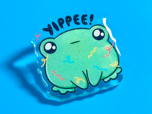 Yippee Frog Acrylic Pin
