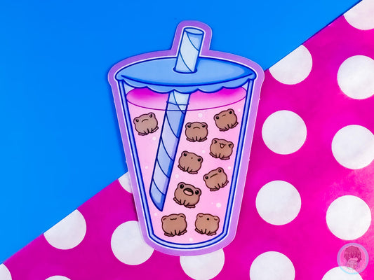 Bubble Tea Emotions Frog Sticker