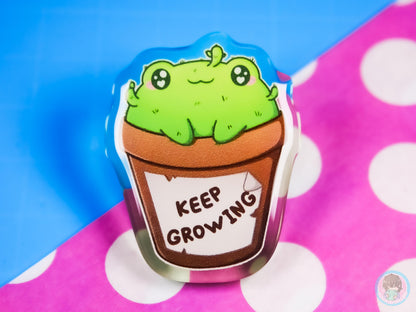 Keep Growing Frog Plant Pin