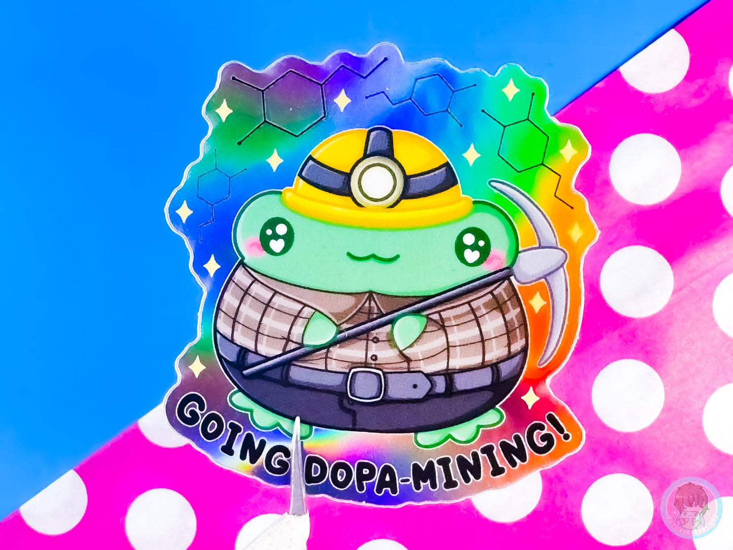 Dopamining Frog Rainbow Holographic Sticker