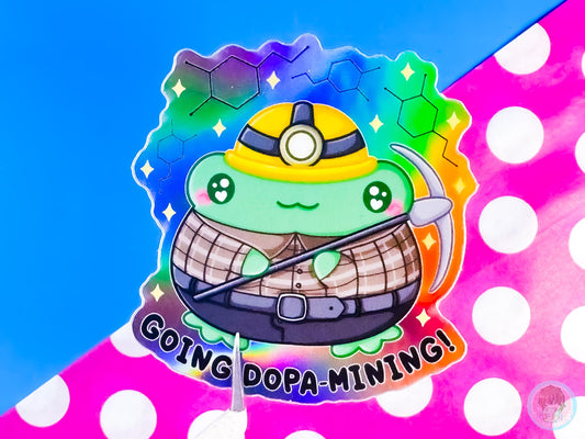 Dopamining Frog Rainbow Holographic Sticker