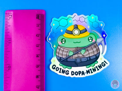 Dopamining Frog Rainbow Holographic Sticker